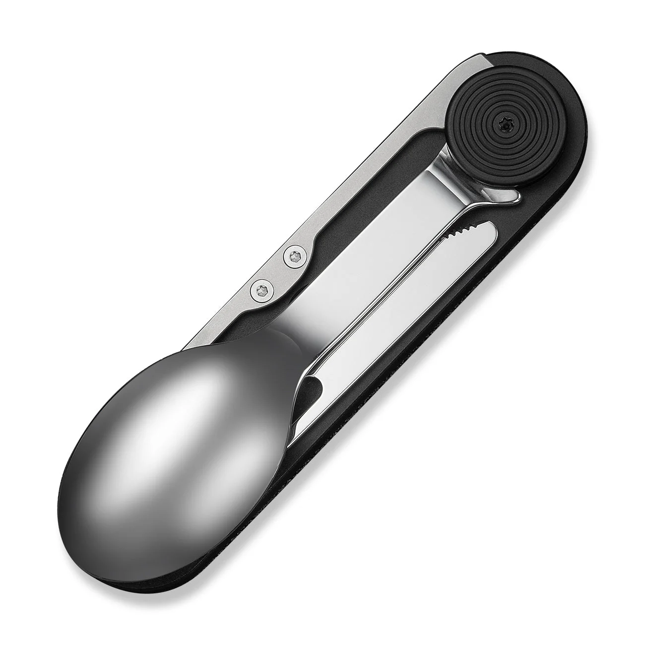 CIVIVI Partake 4-In-1 Multi-Tool Black Aluminum Handle Stainless Steel Knife, Fork, Spoon & Can Opener C24032C-1, With A Waxed Canvas Pouch - Image 5