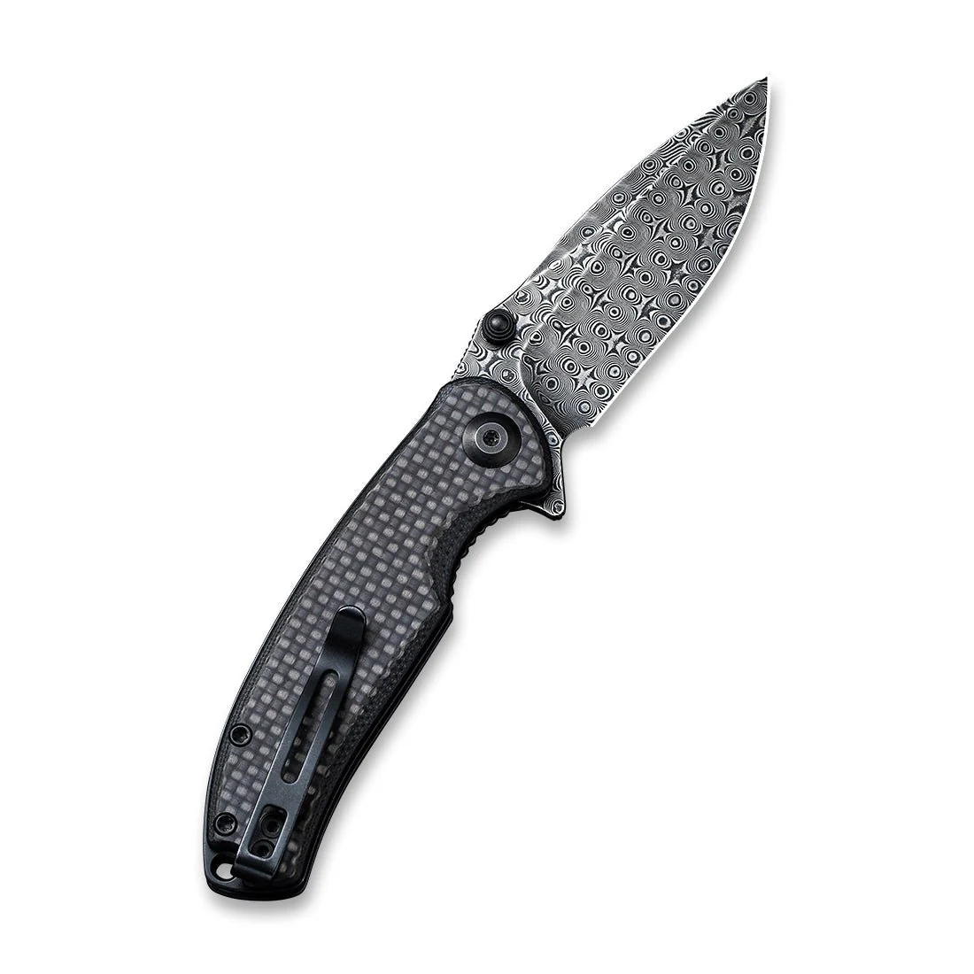 CIVIVI Pintail Flipper & Thumb Stud Knife Carbon Fiber & G10 Handle (2.98" Damascus Blade) C2020DS-1 - Image 2
