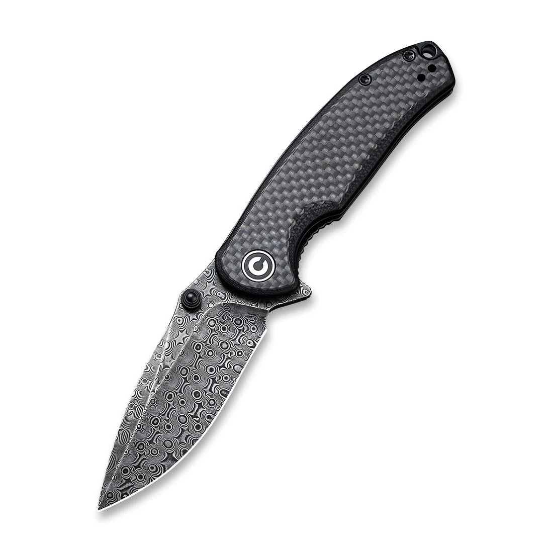CIVIVI Pintail Flipper & Thumb Stud Knife Carbon Fiber & G10 Handle (2.98" Damascus Blade) C2020DS-1 - Image 3