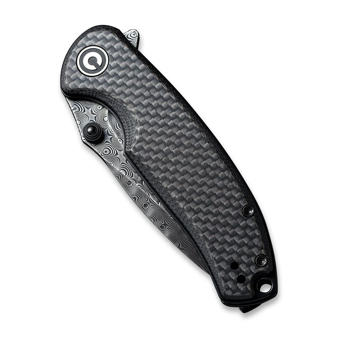 CIVIVI Pintail Flipper & Thumb Stud Knife Carbon Fiber & G10 Handle (2.98" Damascus Blade) C2020DS-1 - Image 5