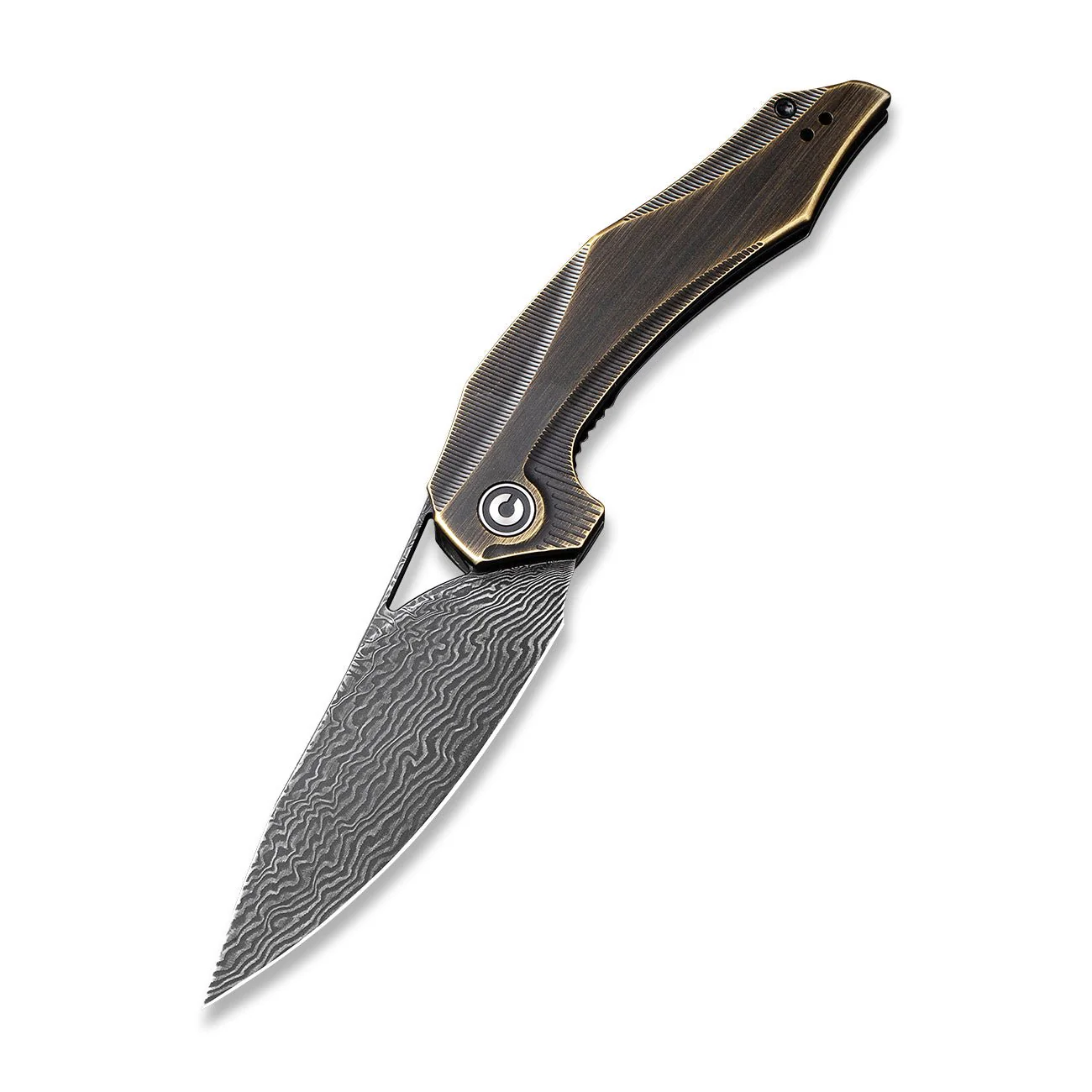CIVIVI Plethiros Flipper Knife Brass Handle (3.45" Damascus Blade) C904DS-3 - Image 3