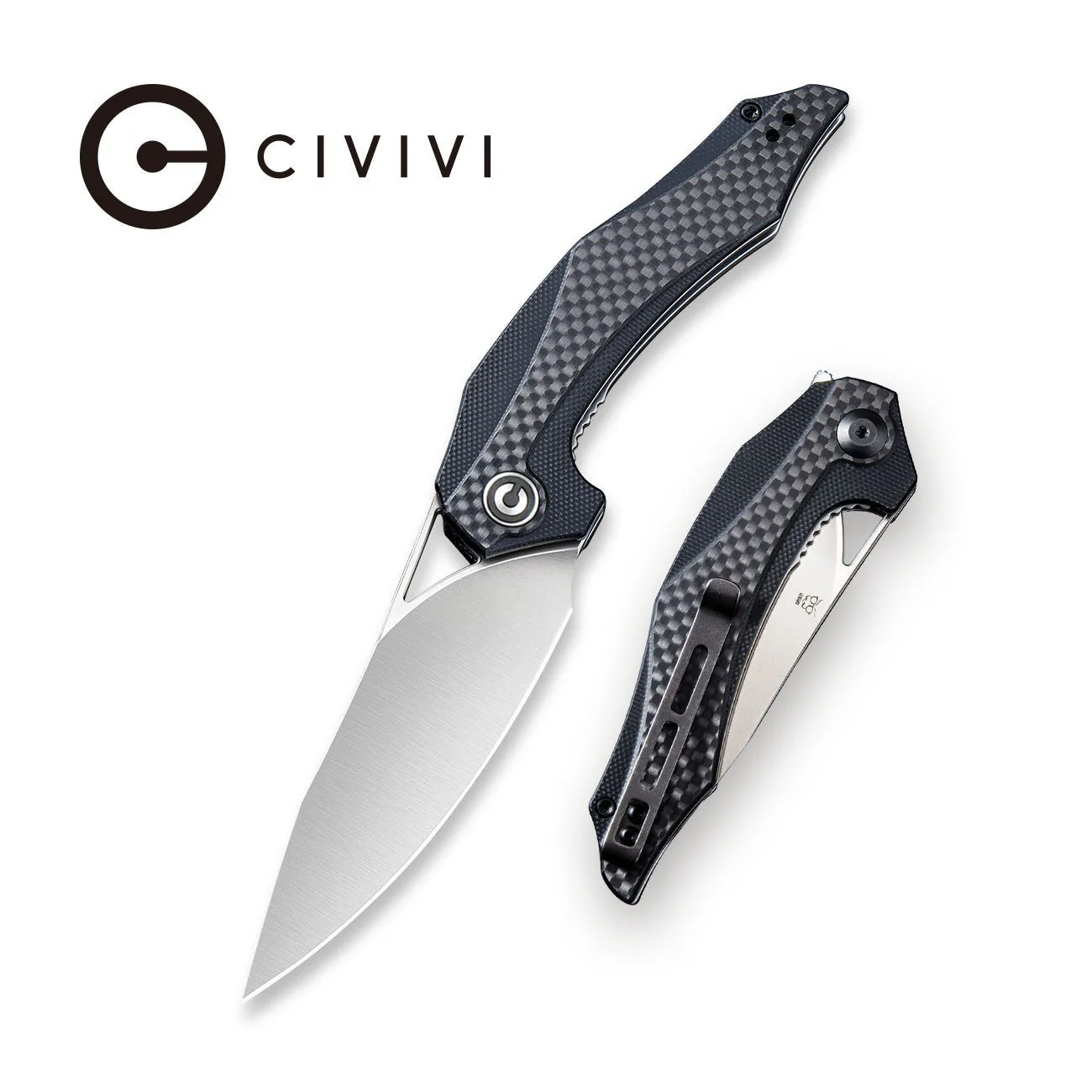CIVIVI Plethiros Flipper Knife G10 & Carbon Fiber Handle (3.45" D2 Blade) C904C