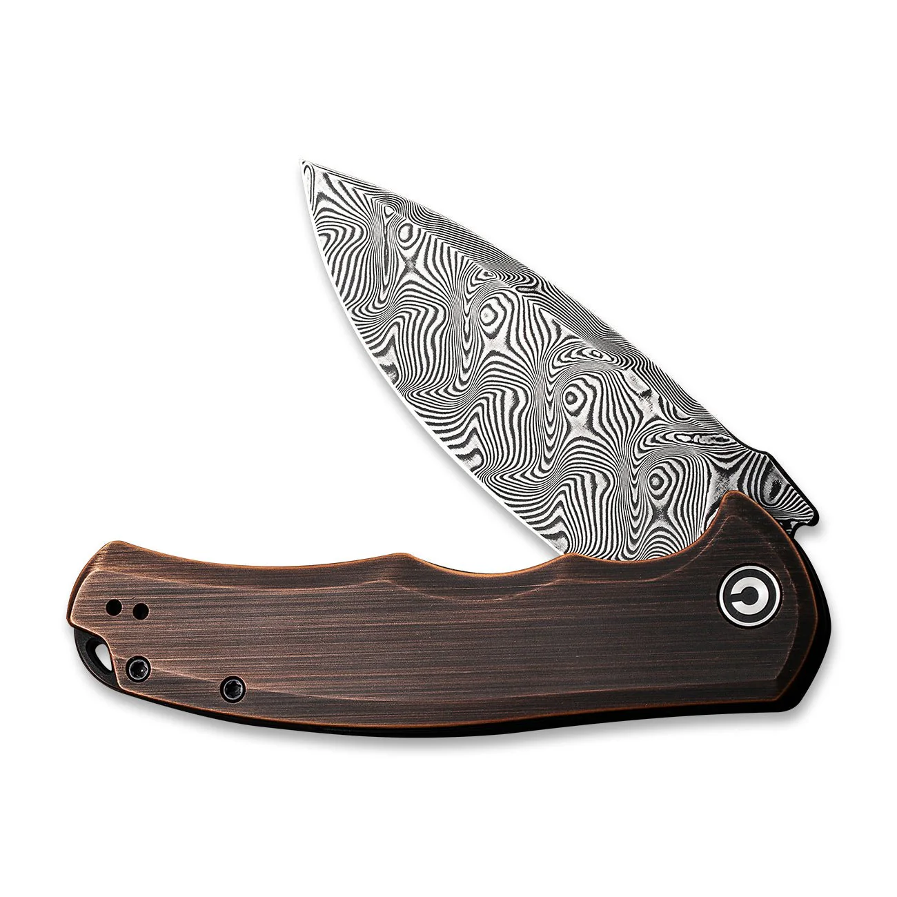 CIVIVI Praxis Flipper Knife Copper Handle (3.74" Damascus Blade) C803DS-3 - Image 4