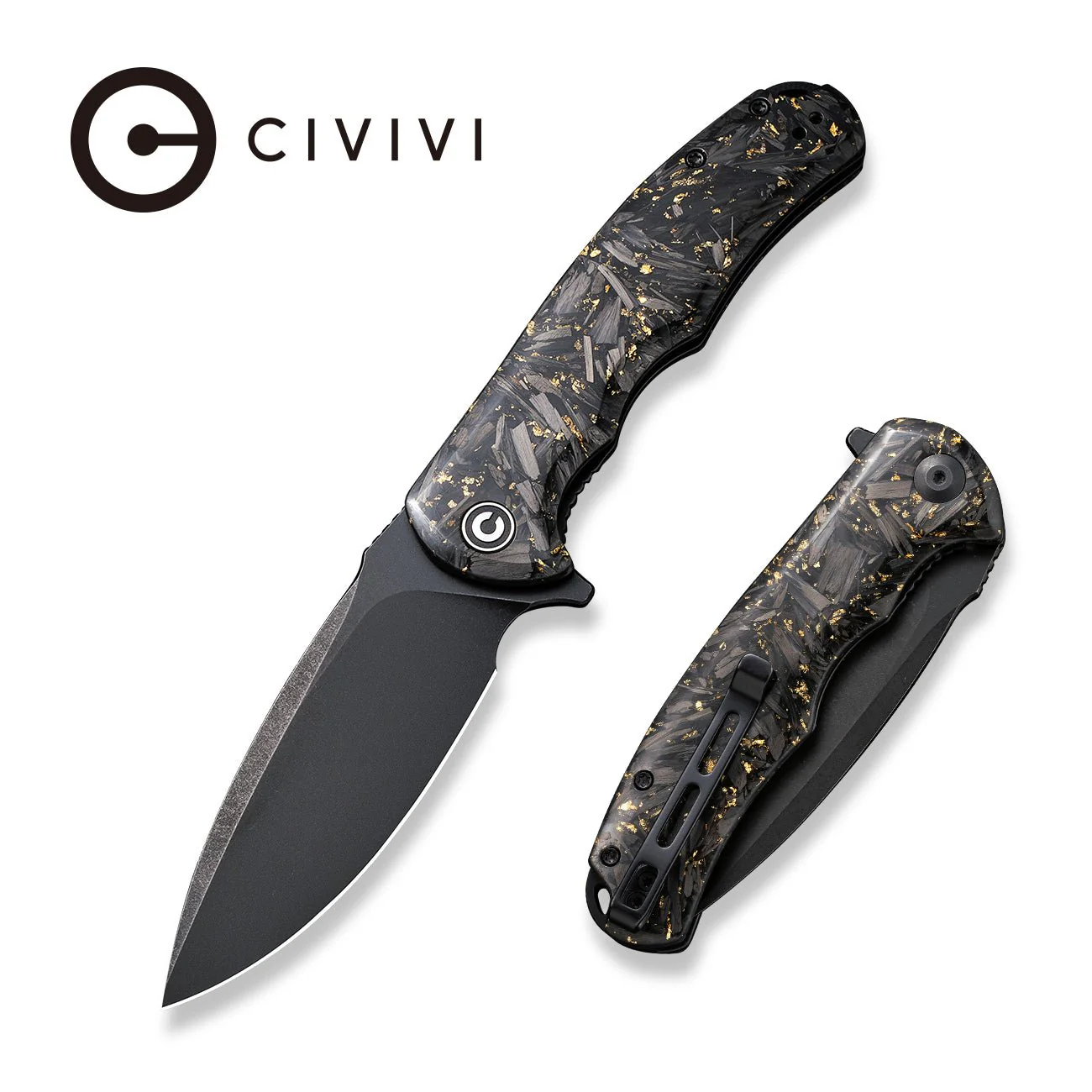 CIVIVI Praxis Flipper Knife Carbon Fiber & Resin Handle (3.75" 9Cr18MoV Blade) C803J