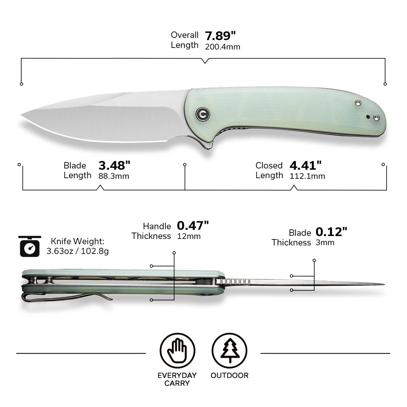 CIVIVI Primitrox Flipper Knife G10 Handle (3.48" Nitro-V Blade) C23005A-1 - Image 2