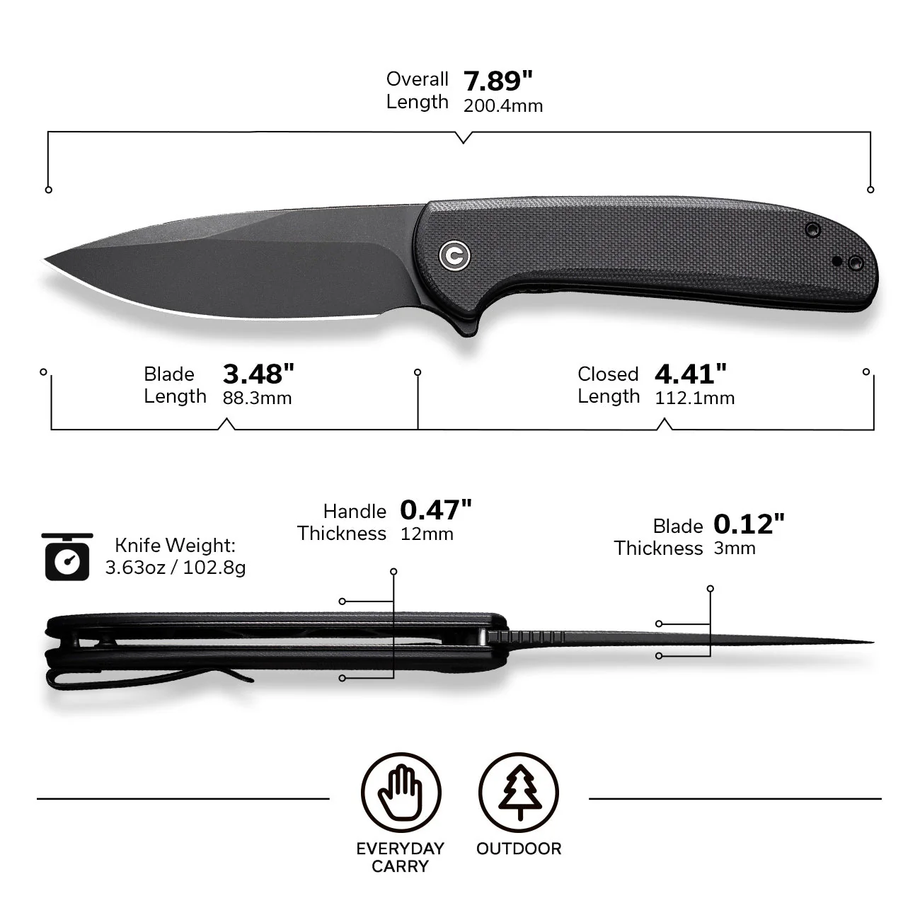 CIVIVI Primitrox Flipper Knife G10 Handle (3.48" Nitro-V Blade) C23005A-2 - Image 2