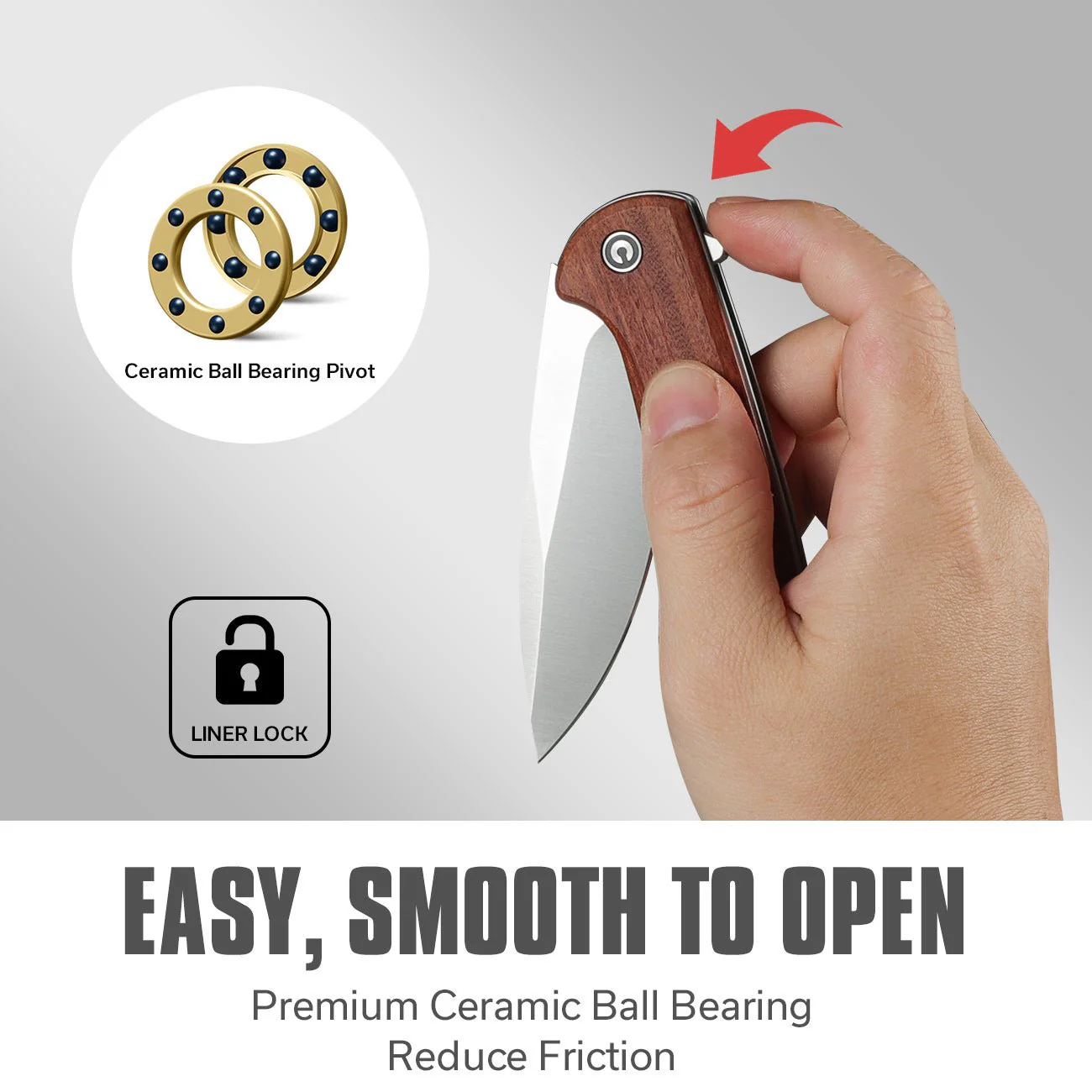CIVIVI Primitrox Flipper Knife Wood Handle (3.48" Nitro-V Blade) C23005A-3 - Image 4