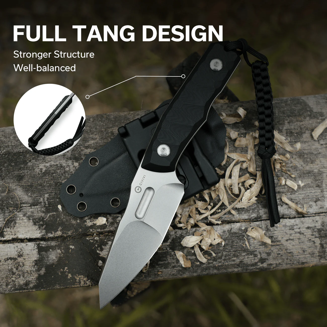 CIVIVI Propugnator Fixed Blade Knife G10 Handle (4.15" D2 Blade) C23002-1 - Image 5