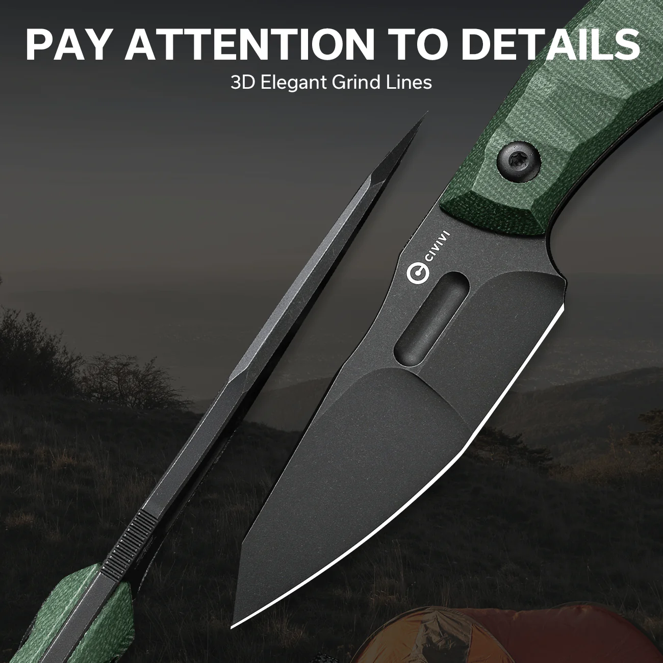 CIVIVI Propugnator Fixed Blade Knife Micarta Handle (4.15" D2 Blade) C23002-2 - Image 6
