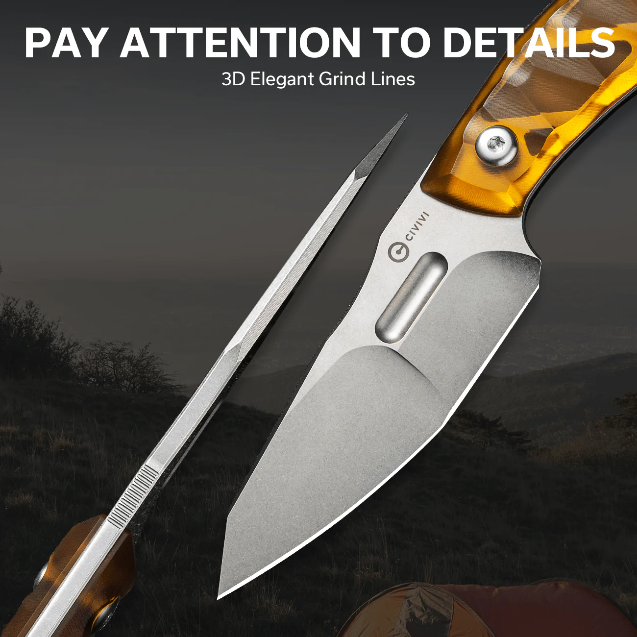 CIVIVI Propugnator Fixed Blade Knife Ultem Handle (4.15" D2 Blade) C23002-3 - Image 6