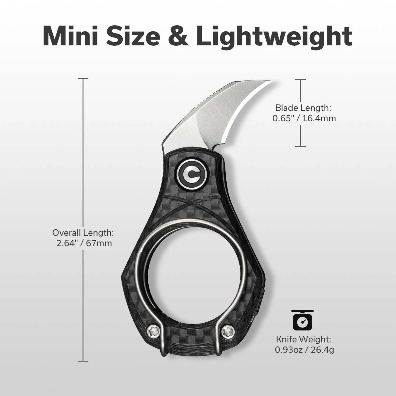 CIVIVI Pyrus Slip Joint Utility Knife Carbon Fiber Handle (0.65" 14C28N Blade) C23038-3 - Image 5