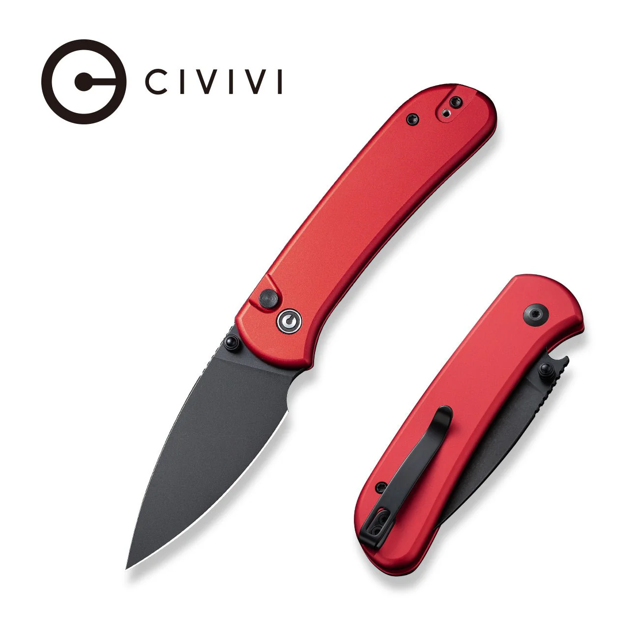 CIVIVI Qubit Button Lock & Thumb Stud Knife Aluminum Handle (2.98" 14C28N Blade) C22030E-2