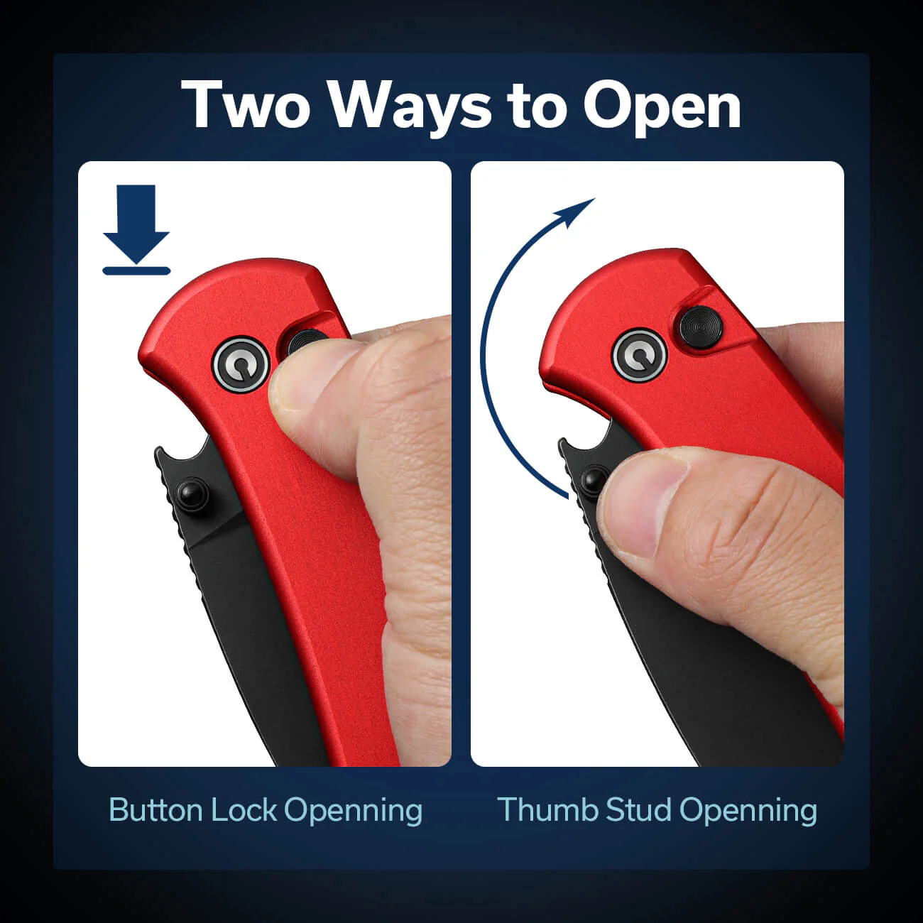 CIVIVI Qubit Button Lock & Thumb Stud Knife Aluminum Handle (2.98" 14C28N Blade) C22030E-2 - Image 4