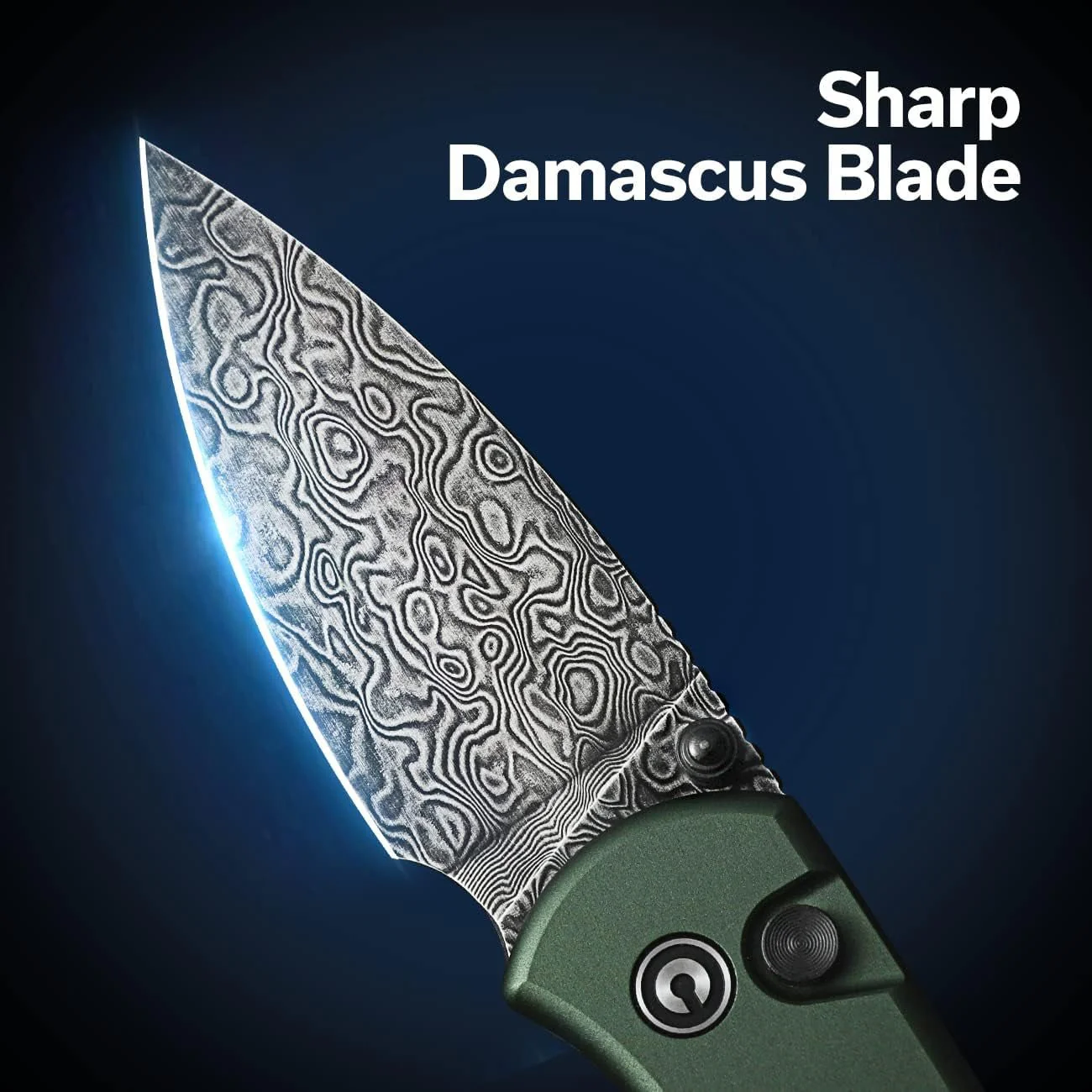 CIVIVI Qubit Button Lock & Thumb Stud Knife Aluminum Handle (2.98" Damascus Blade) C22030E-DS1 - Image 2