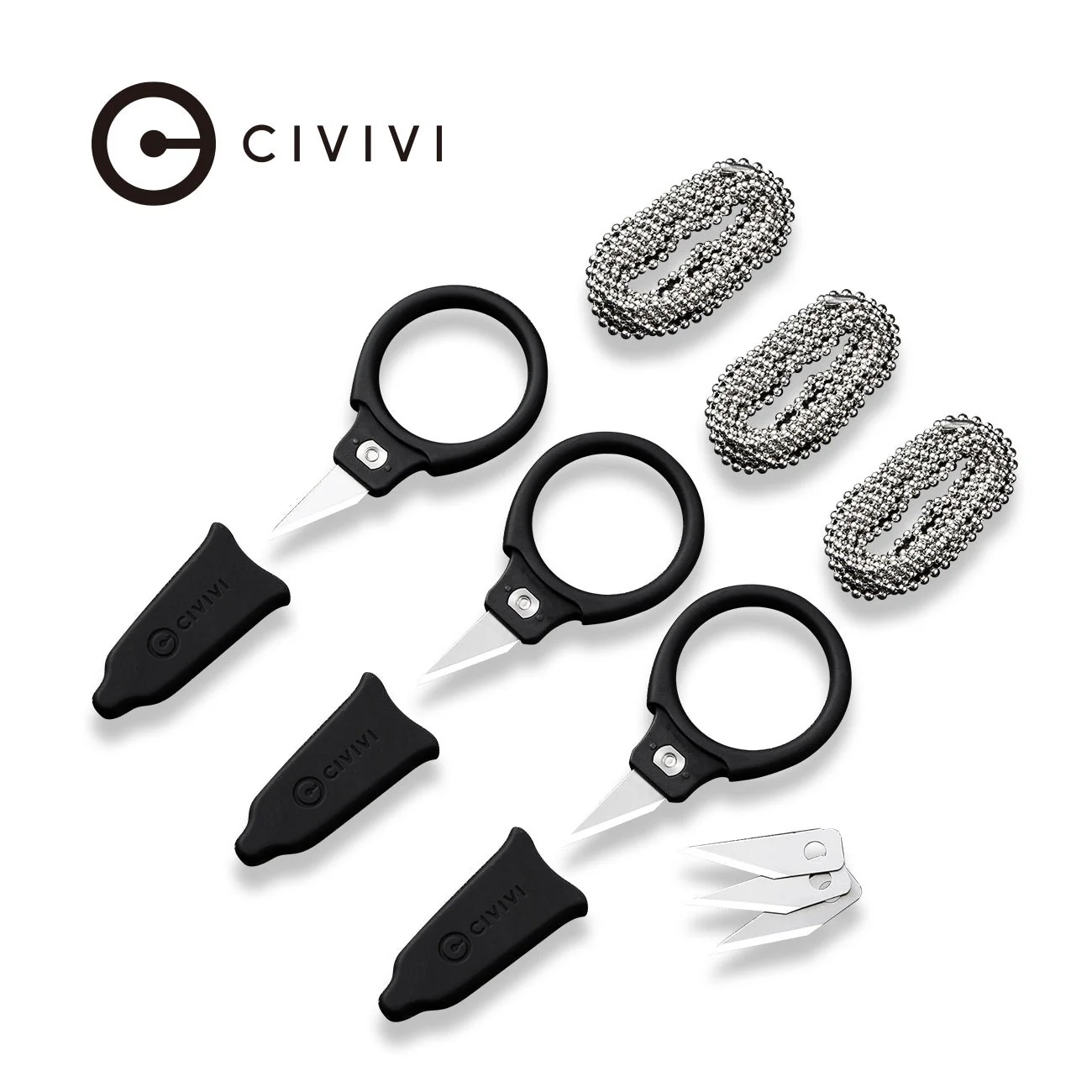 CIVIVI Quick Snip Fixed Blade 3 Pcs Mini Neck Knife ABS Handle (0.68" 6Cr13 Blade) C22022A-2