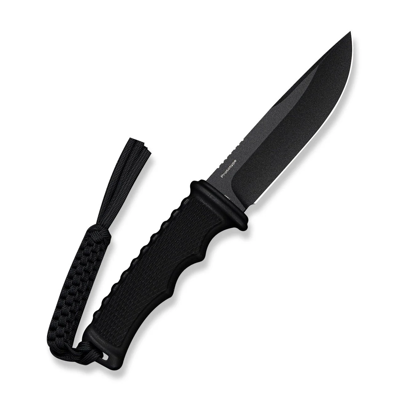 CIVIVI Ravok Black G10 Handle (4.76" Black AEB-L Blade) C25072A Sample1, With Brown Leather Sheath & Black Tied Paracord Lanyard - Image 2