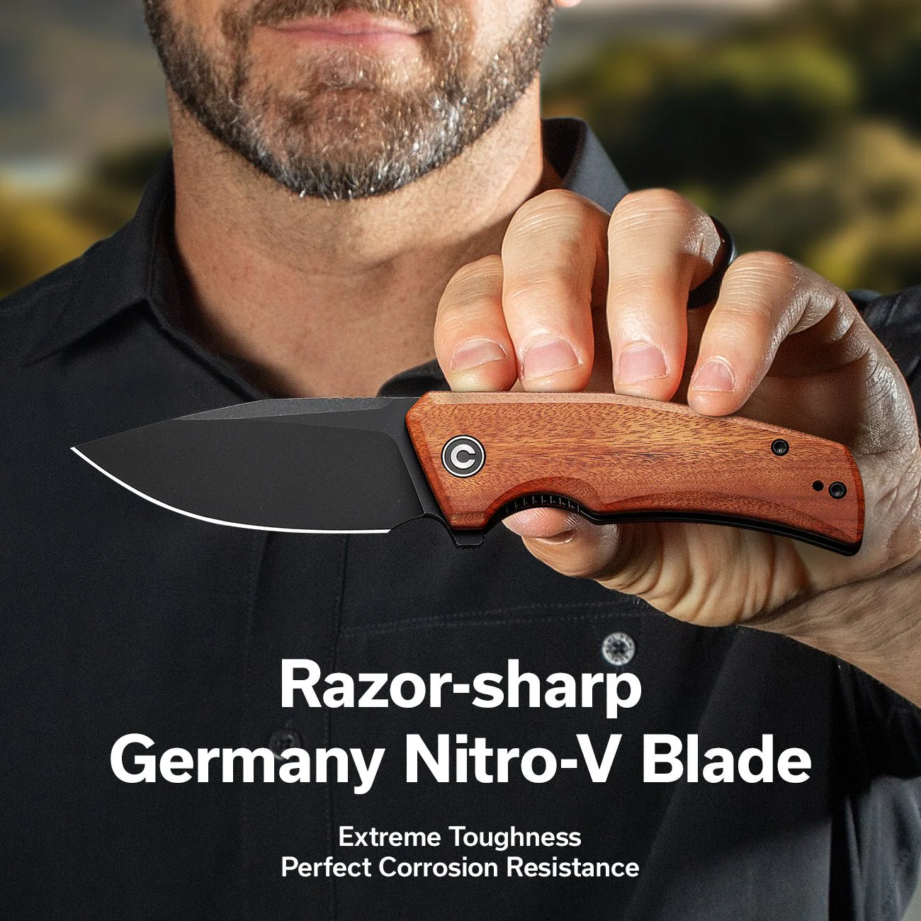 CIVIVI Regulatron Flipper Knife Wood Handle (2.98" Nitro-V Blade) C23006-3 - Image 2