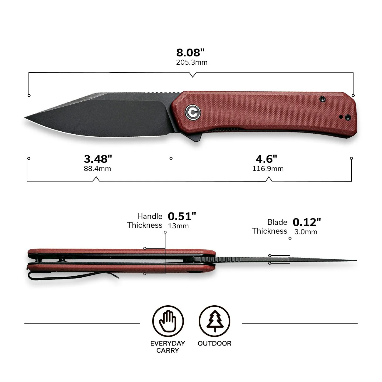 CIVIVI Relic Flipper Knife G10 Handle (3.48" Nitro-V Blade) C20077B-2 - Image 3