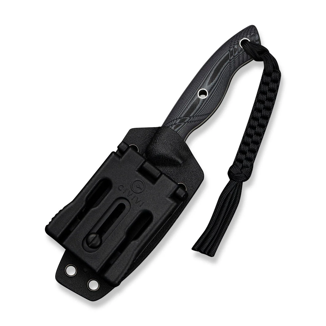 CIVIVI Rhexen Black & Gray G10 Contoured Handle (3.09" Gray Stonewashed 14C28N Blade) C25065 Sample1, With 1PC Black Lanyard, Black Kydex Sheath & T-Clip - Image 3