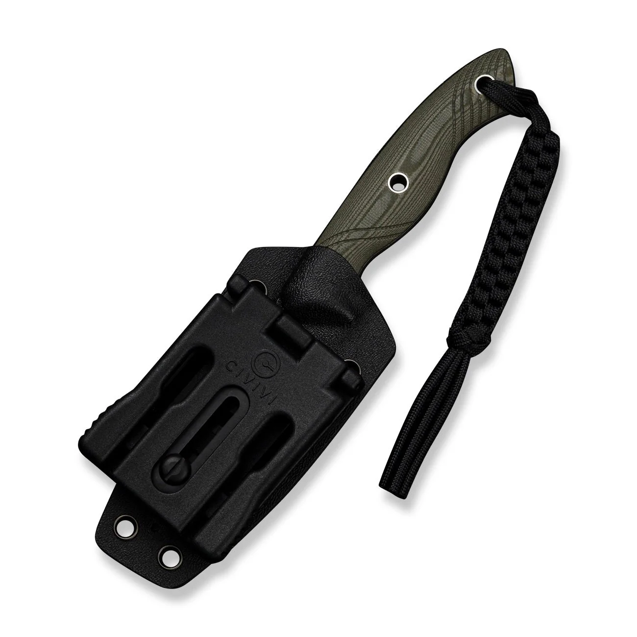 CIVIVI Rhexen Tan & OD Green G10 Contoured Handle (3.09" Black Stonewashed 14C28N Blade) C25065 Sample2, With 1PC Black Lanyard, Black Kydex Sheath & T-Clip - Image 3