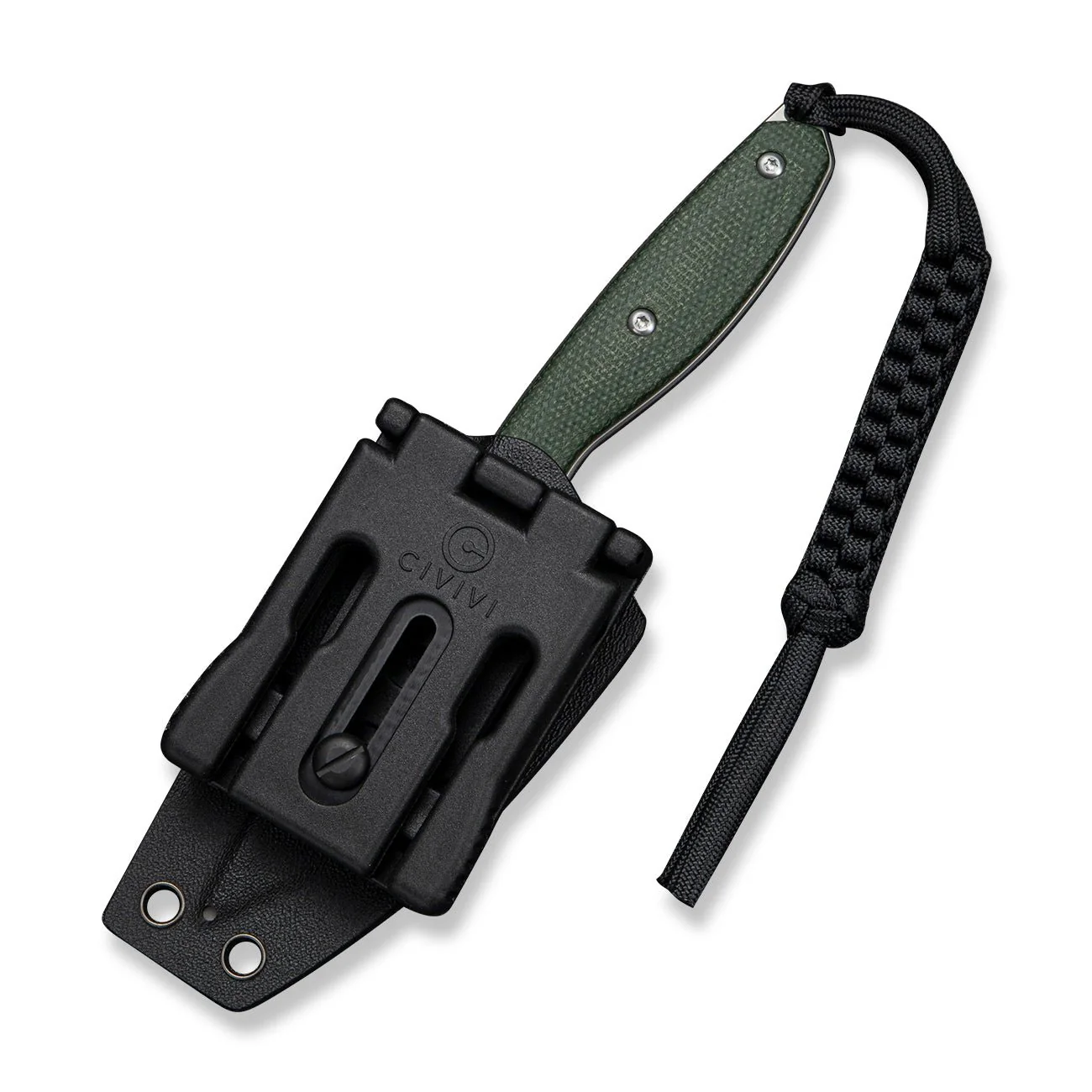 CIVIVI Riftedge Fixed Blade Knife Green Canvas Micarta Handle (3.01" Stonewashed 14C28N Blade) C25050 Sample1, With 1PC Black Lanyard, Black Kydex Sheath & T-Clip - Image 4