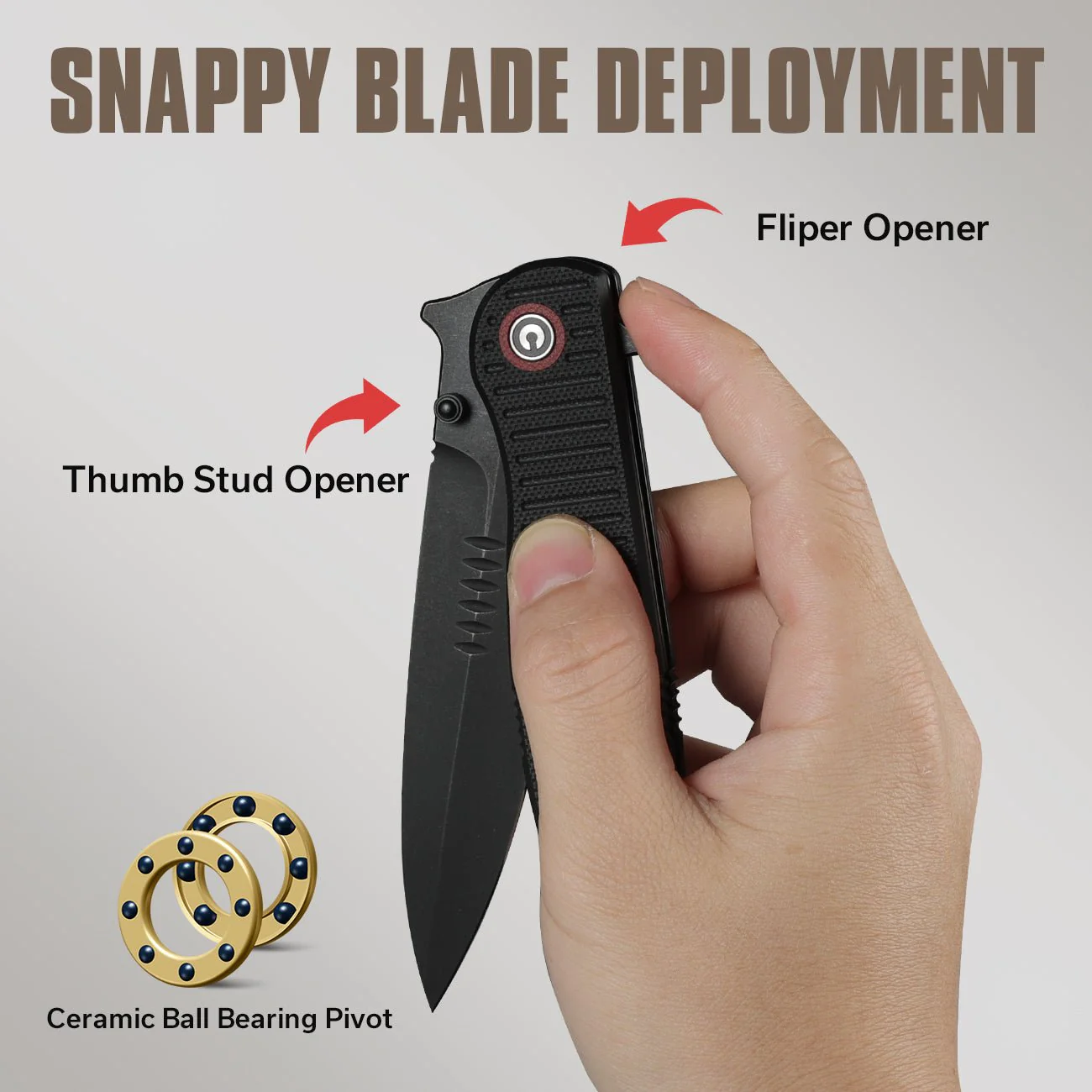 CIVIVI RS71 Flipper & Thumb Stud Knife G10 Handle (4" Nitro-V Blade) C23025-2 - Image 3