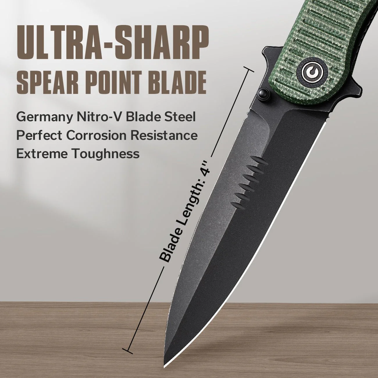 CIVIVI RS71 Flipper & Thumb Stud Knife Micarta Handle (4" Nitro-V Blade) C23025-3 - Image 5