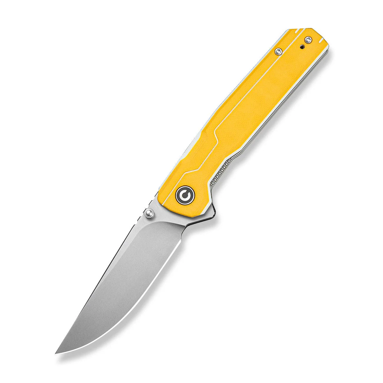 CIVIVI Rushline Flipper & Thumb Stud Knife Yellow & White G10 Handle (3.62" Stonewashed 14C28N Blade) C25048B Sample1 - Image 3