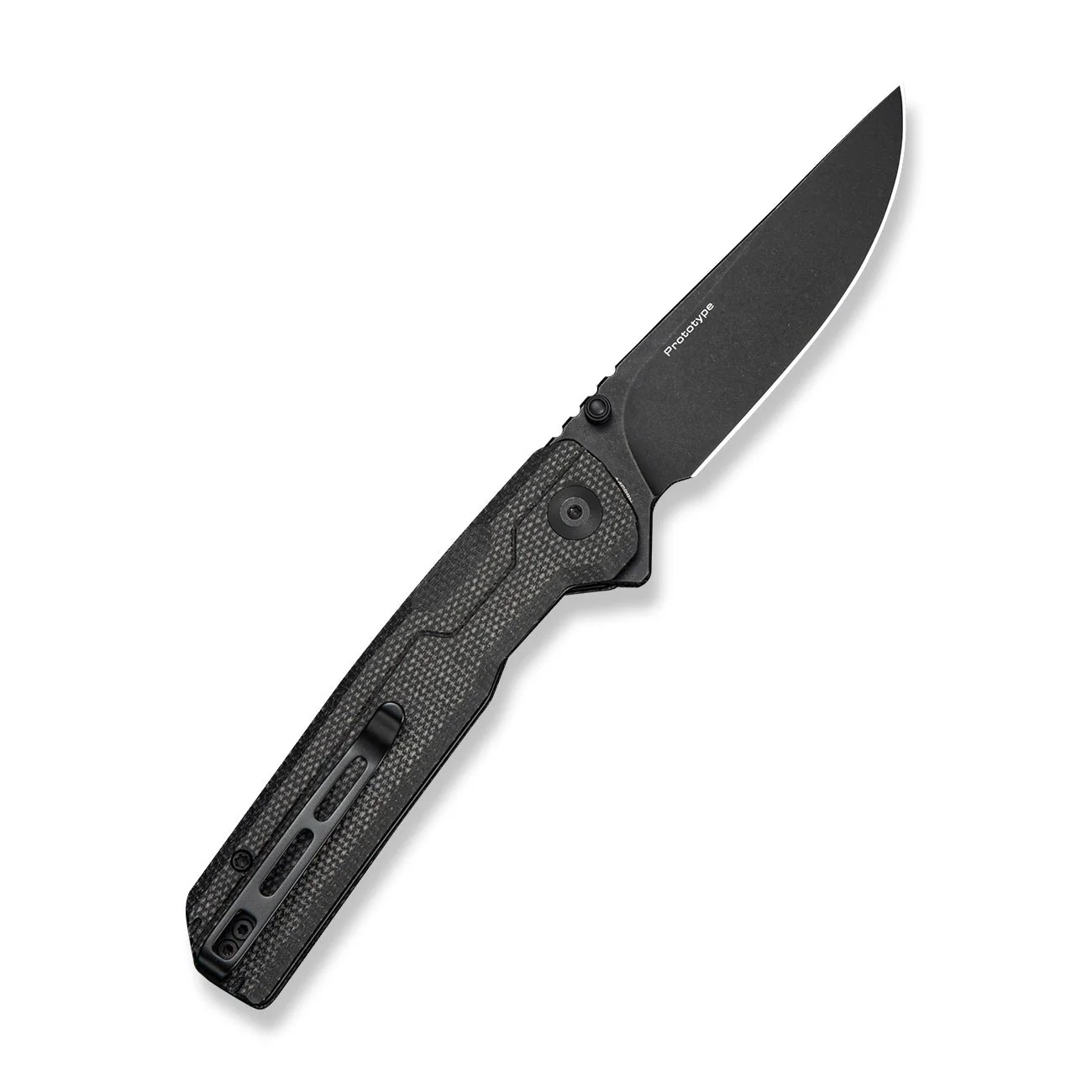 CIVIVI Rushline Flipper & Thumb Stud Knife Black Canvas Micarta Handle (3.62" Black Stonewashed 14C28N Blade) C25048B Sample2 - Image 2