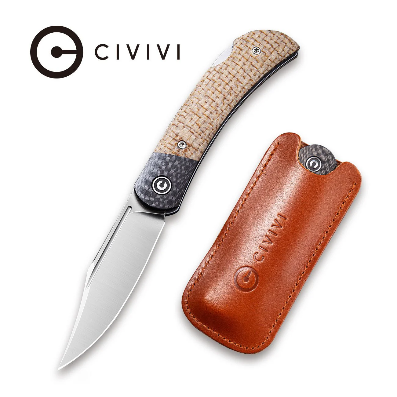 CIVIVI Rustic Gent Lock Back Knife Micarta & Carbon Fiber Handle (2.97" D2 Blade) C914C