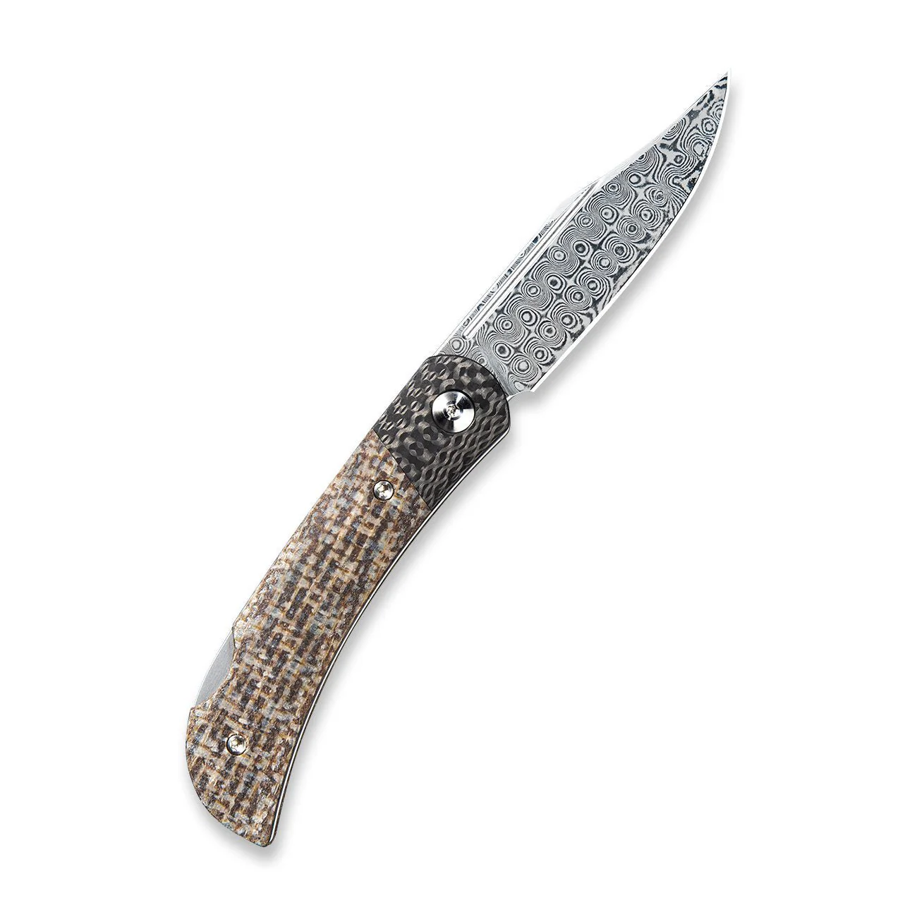 CIVIVI Rustic Gent Lock Back Knife Micarta & Carbon Fiber Handle (2.97" Damascus Blade) C914DS-2 - Image 2