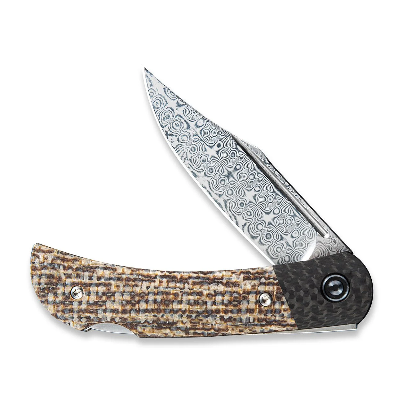 CIVIVI Rustic Gent Lock Back Knife Micarta & Carbon Fiber Handle (2.97" Damascus Blade) C914DS-2 - Image 4