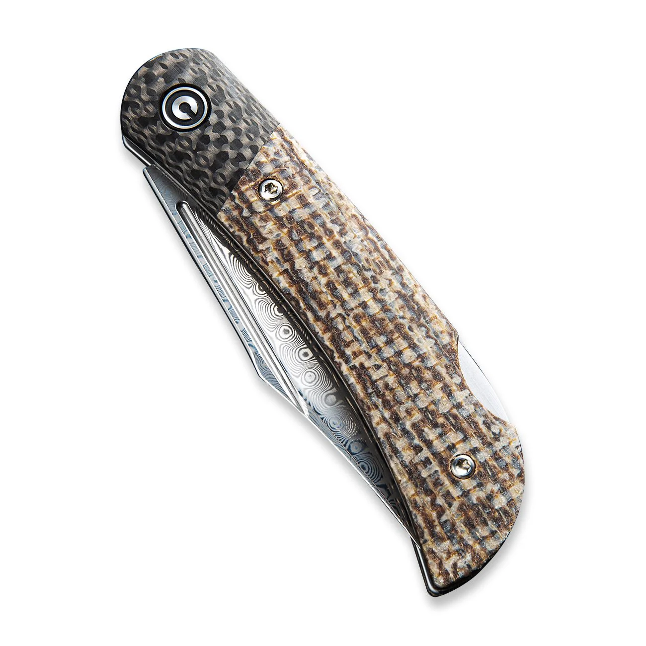 CIVIVI Rustic Gent Lock Back Knife Micarta & Carbon Fiber Handle (2.97" Damascus Blade) C914DS-2 - Image 5
