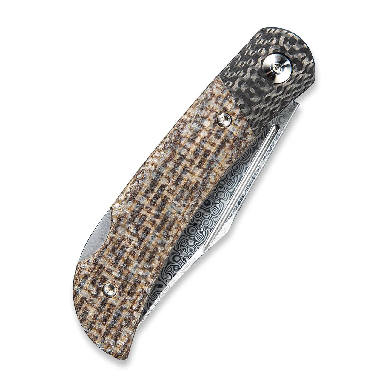 CIVIVI Rustic Gent Lock Back Knife Micarta & Carbon Fiber Handle (2.97" Damascus Blade) C914DS-2 - Image 6