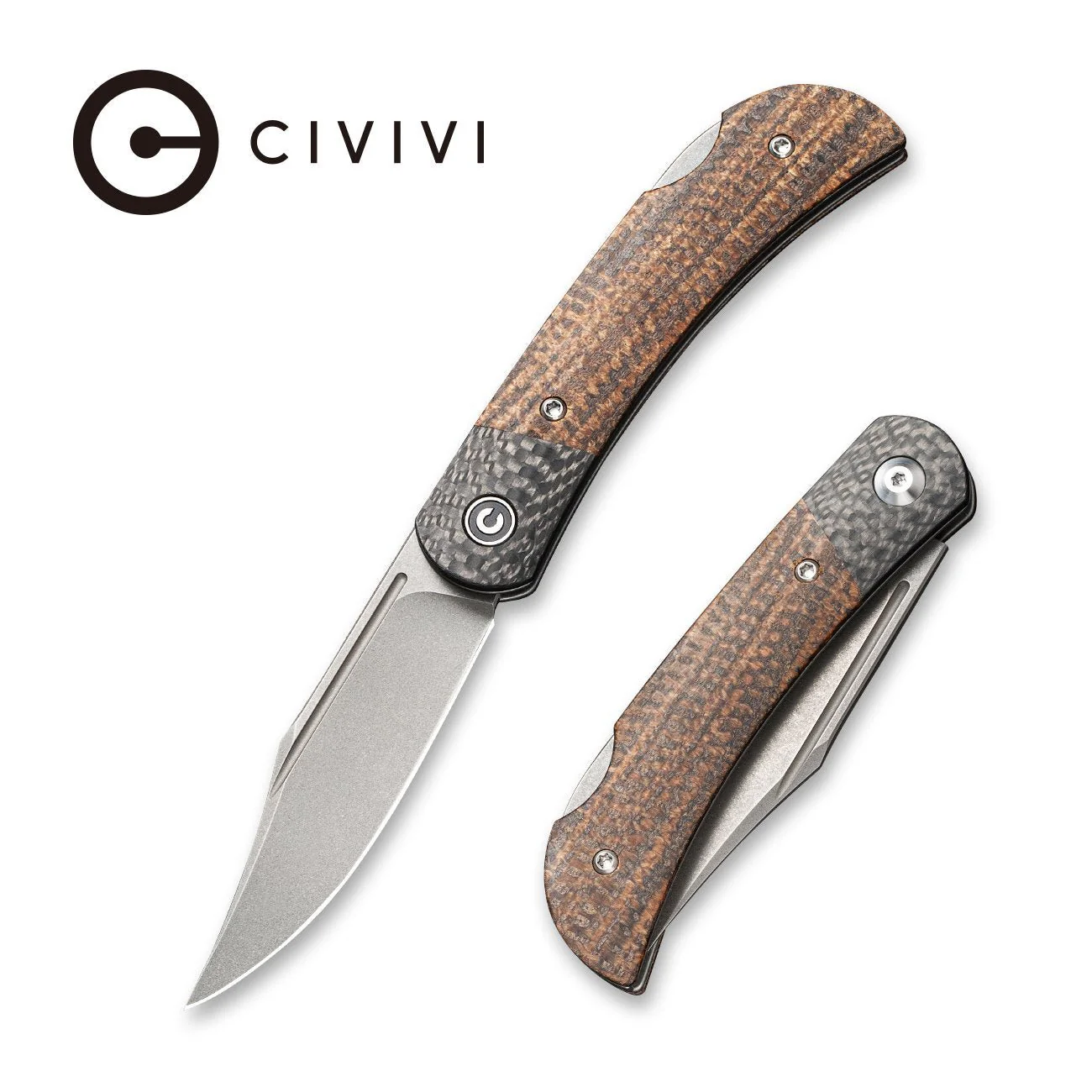 CIVIVI Rustic Gent Lock Back Knife Micarta & Carbon Fiber Handle (2.97" D2 Blade) C914E
