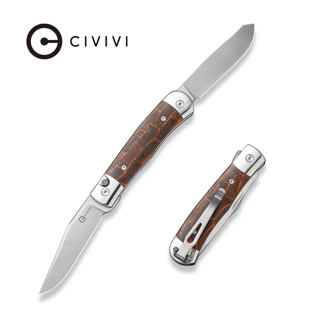 CIVIVI Sample Stainless Steel With Black / Orange G10 Inlay (3.19" Satin Finished 14C28N Blade) C24078 Sample1
