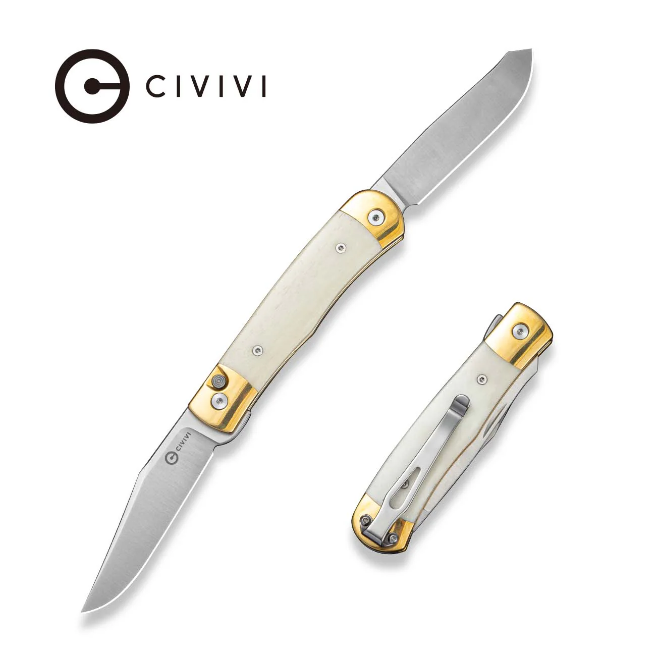 CIVIVI Sample Nickel Silver With Bone Inlay (3.19" Satin Finished 14C28N Blade) C24078 Sample2