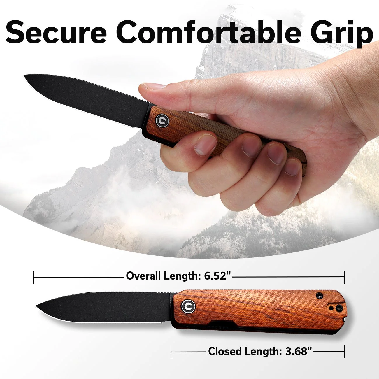 CIVIVI Sendy Flipper Knife Wood Handle (2.83" Nitro-V Blade) C21004A-2 - Image 5