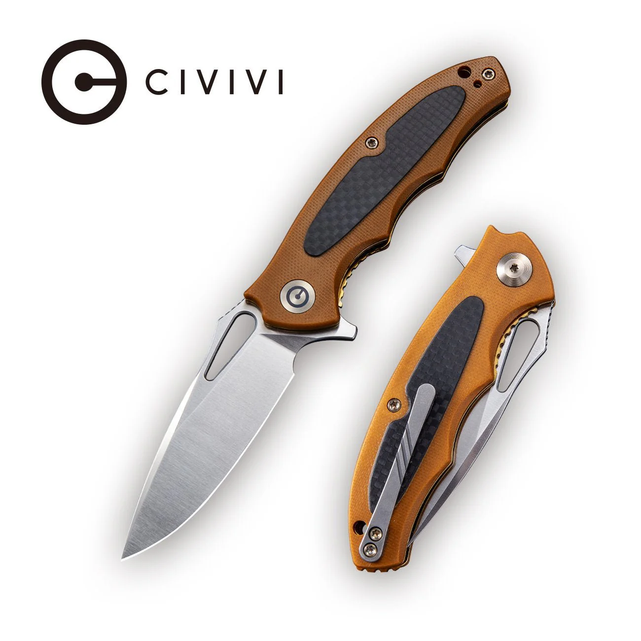 CIVIVI Shard Flipper & Thumb Hole Knife G10 & Carbon Fiber Handle (2.95" D2 Blade) C806B