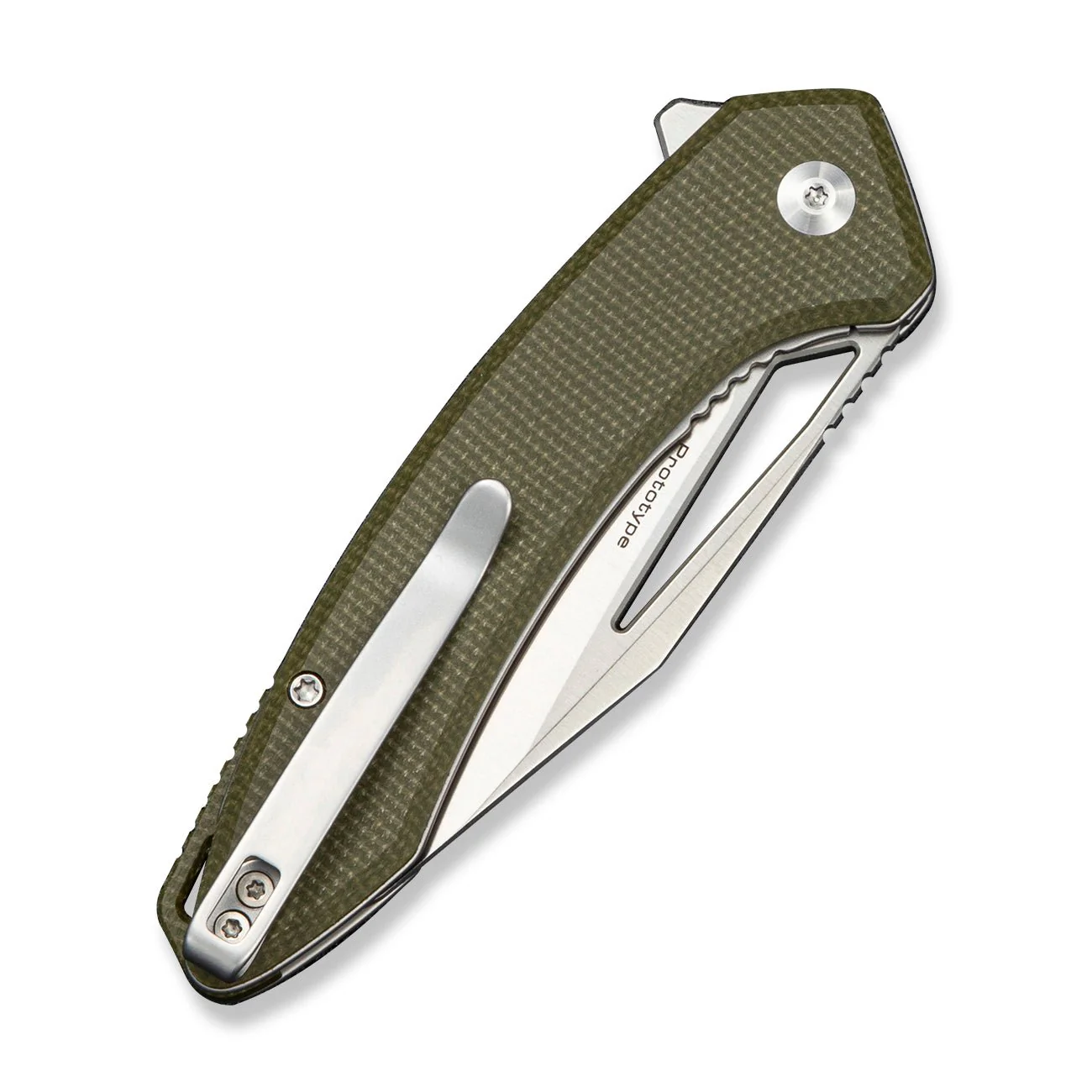 CIVIVI Shryke Flipper & Thumb Hole Knife Olive Canvas Micarta Handle (3.21" Satin Finished Nitro-V Blade) C25052 Sample2 - Image 4