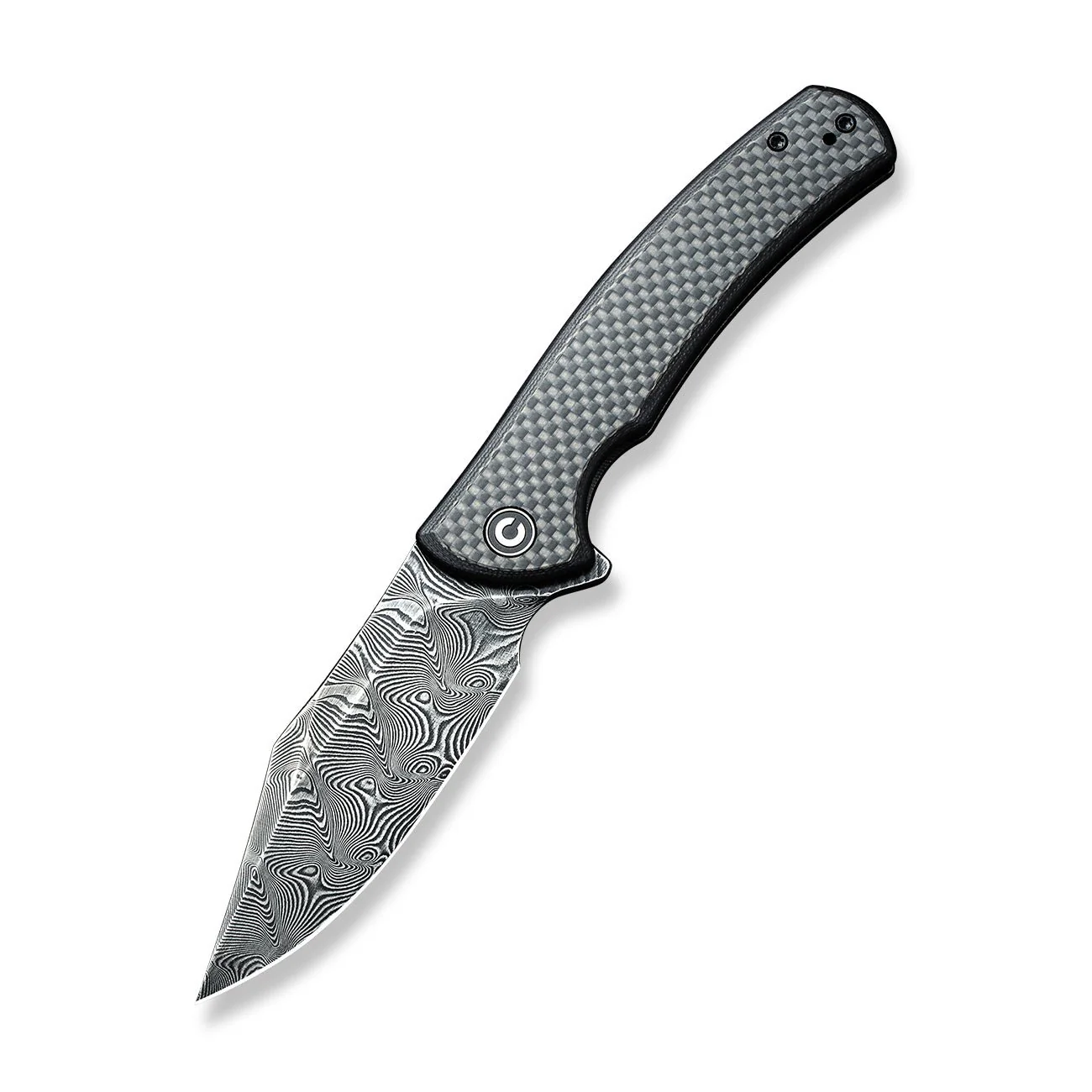 CIVIVI Sinisys Flipper Knife Carbon Fiber & G10 & Stainless Steel Handle (3.7" Damascus Blade) C20039-DS1 - Image 3