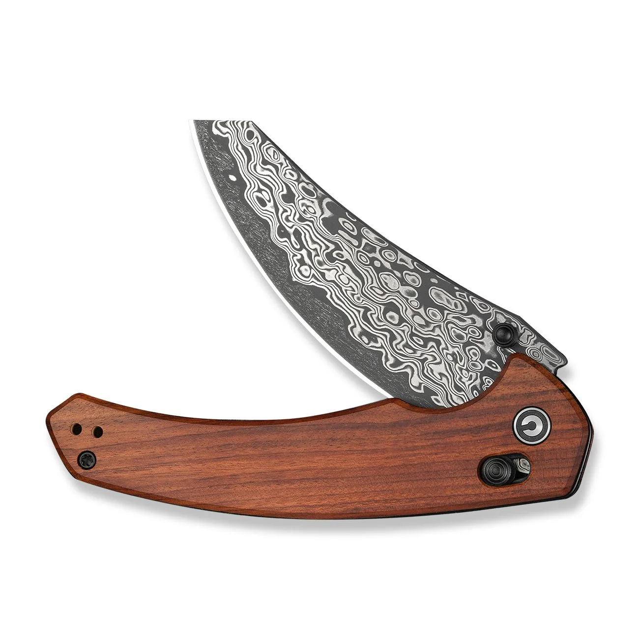 CIVIVI Sixgill Thumb Stud & Crossbar Lock Knife Wood Handle (3.41" Damascus Blade) C24050-DS1 - Image 11