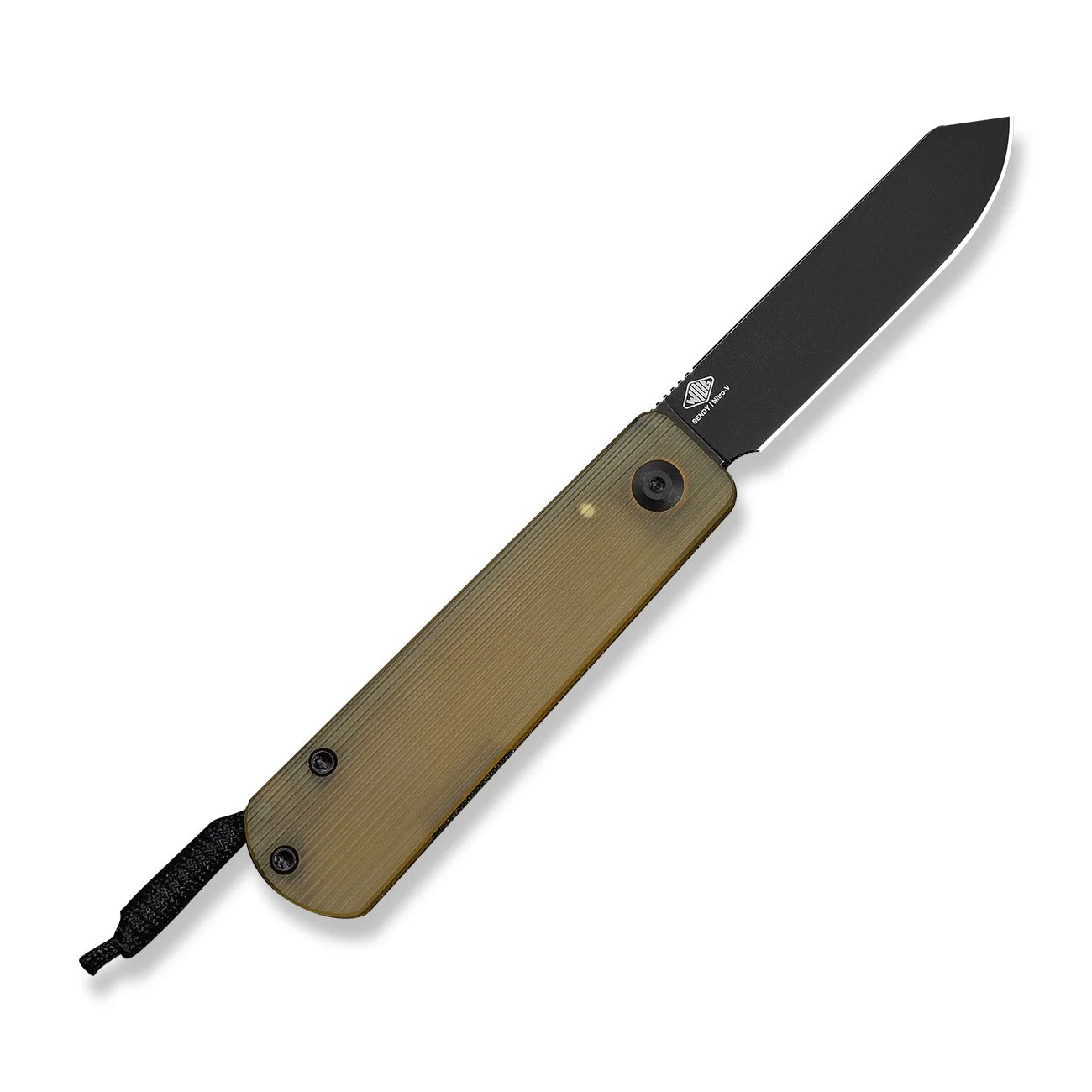 CIVIVI Slippy Sendy Slip Joint Knife Milled Bead Blasted Yellow Ultem Handle (2.81" Black Stonewashed Nitro-V Blade) C24075A-1, With Black Paracord Lanyard Attached - Image 2