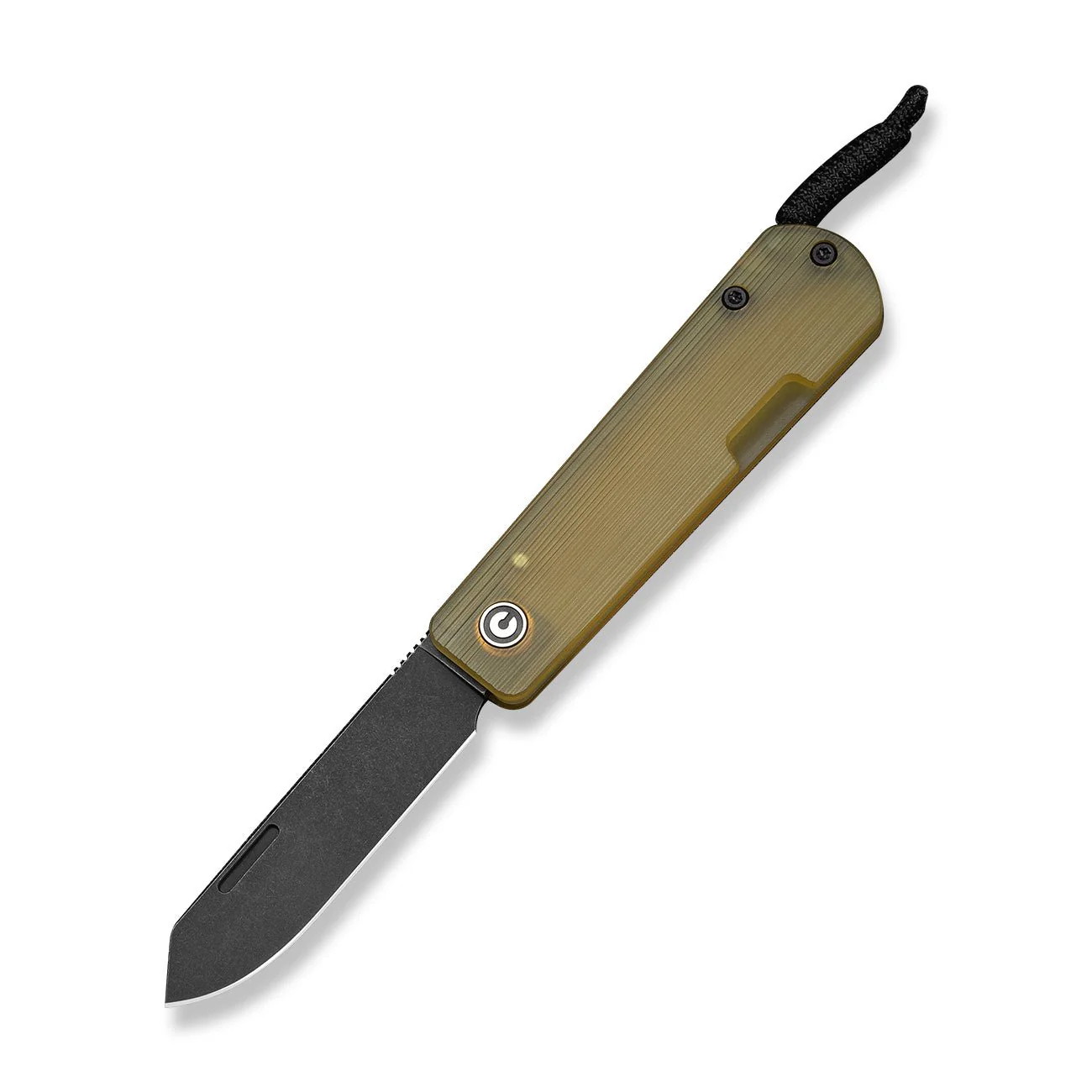 CIVIVI Slippy Sendy Slip Joint Knife Milled Bead Blasted Yellow Ultem Handle (2.81" Black Stonewashed Nitro-V Blade) C24075A-1, With Black Paracord Lanyard Attached - Image 3