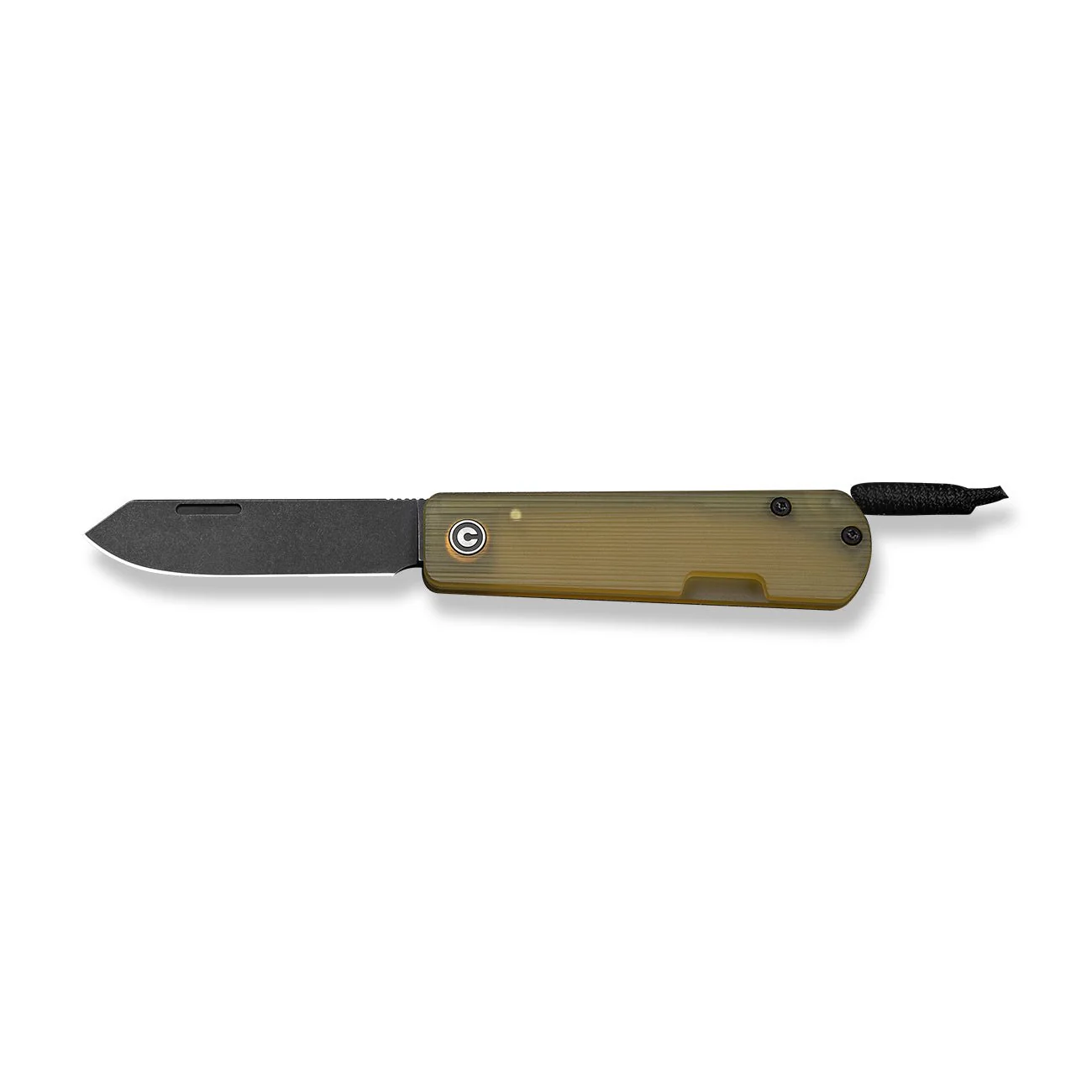 CIVIVI Slippy Sendy Slip Joint Knife Milled Bead Blasted Yellow Ultem Handle (2.81" Black Stonewashed Nitro-V Blade) C24075A-1, With Black Paracord Lanyard Attached - Image 4
