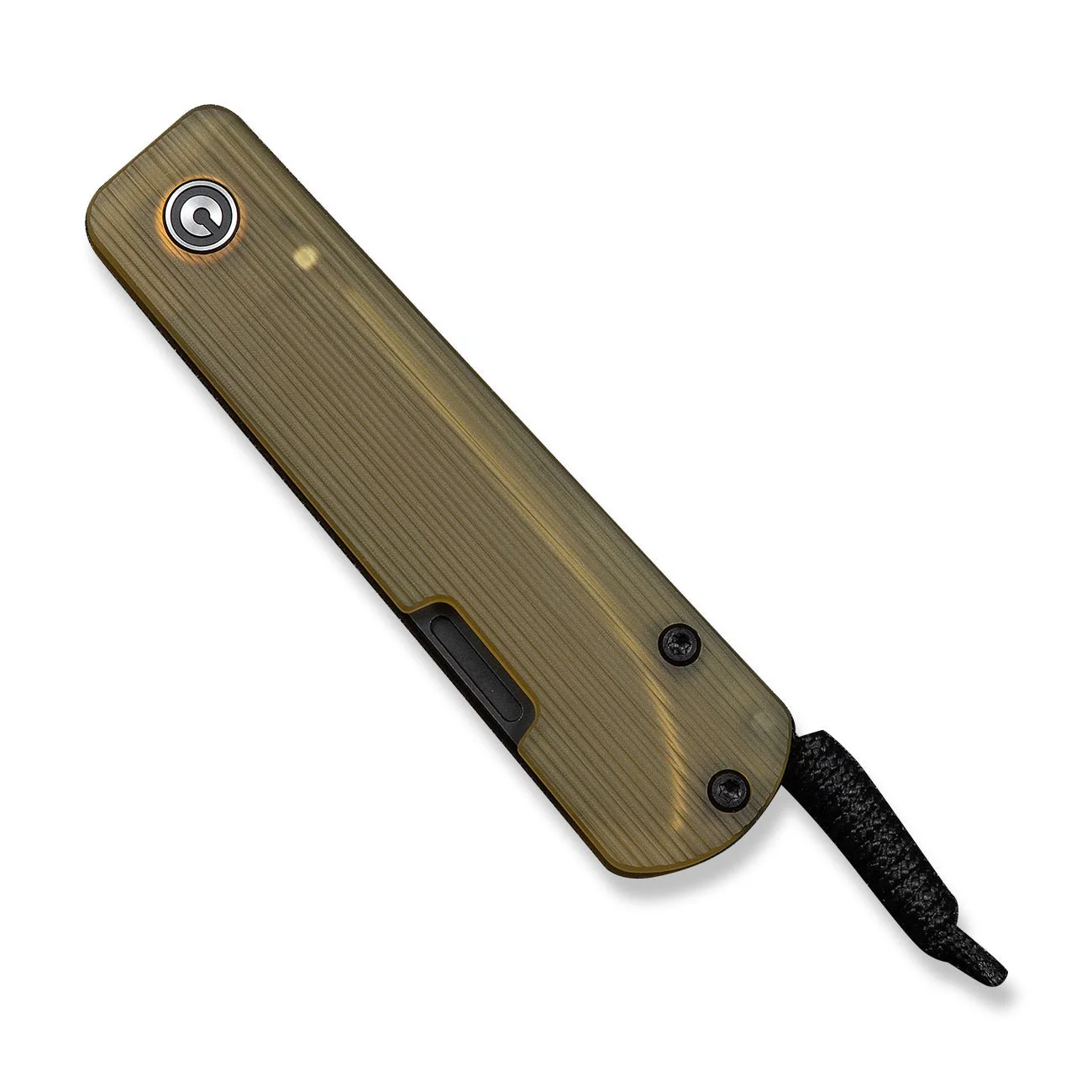 CIVIVI Slippy Sendy Slip Joint Knife Milled Bead Blasted Yellow Ultem Handle (2.81" Black Stonewashed Nitro-V Blade) C24075A-1, With Black Paracord Lanyard Attached - Image 6