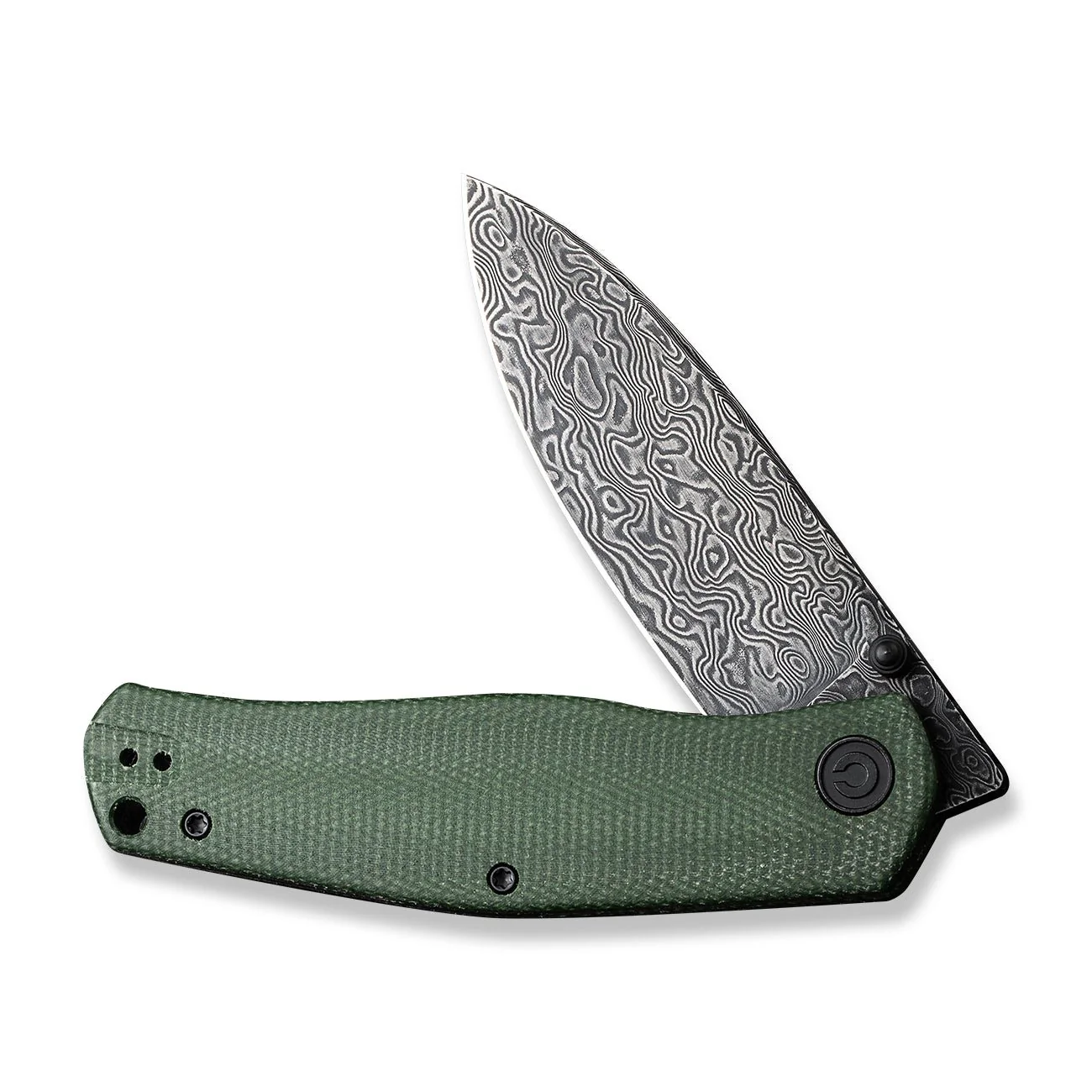 CIVIVI Sokoke Front Flipper & Thumb Stud Knife Micarta Handle (3.35" Damascus Blade) C22007-DS2 - Image 10