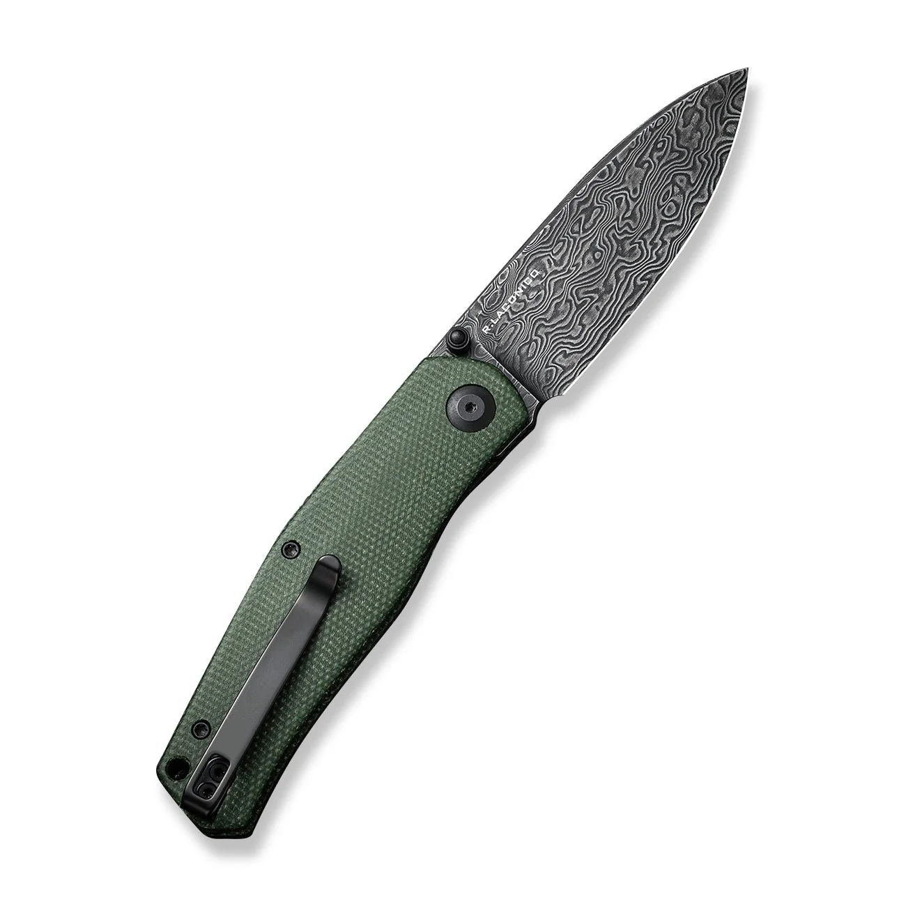 CIVIVI Sokoke Front Flipper & Thumb Stud Knife Micarta Handle (3.35" Damascus Blade) C22007-DS2 - Image 7