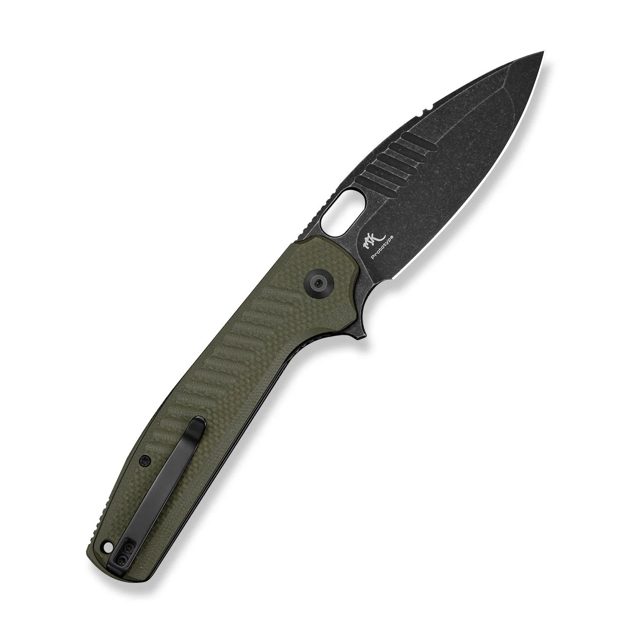 CIVIVI Spooky Flipper & Thumb Hole Knife OD Green Coarse G10 Handle (3.72" Black Stonewashed 14C28N Blade) C25022A Sample1 - Image 2