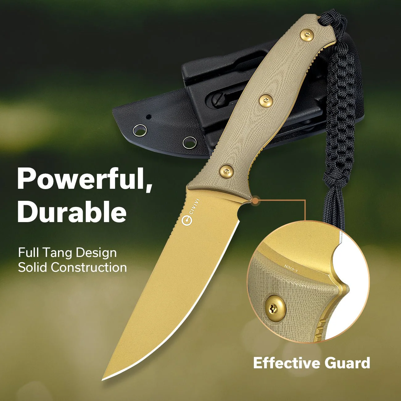 CIVIVI Stormridge Fixed Blade Knife G10 Handle (3.92" Nitro-V Blade) C23041-2 - Image 5